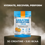 Supplement package with 'Creatine Hydration + BCAA'