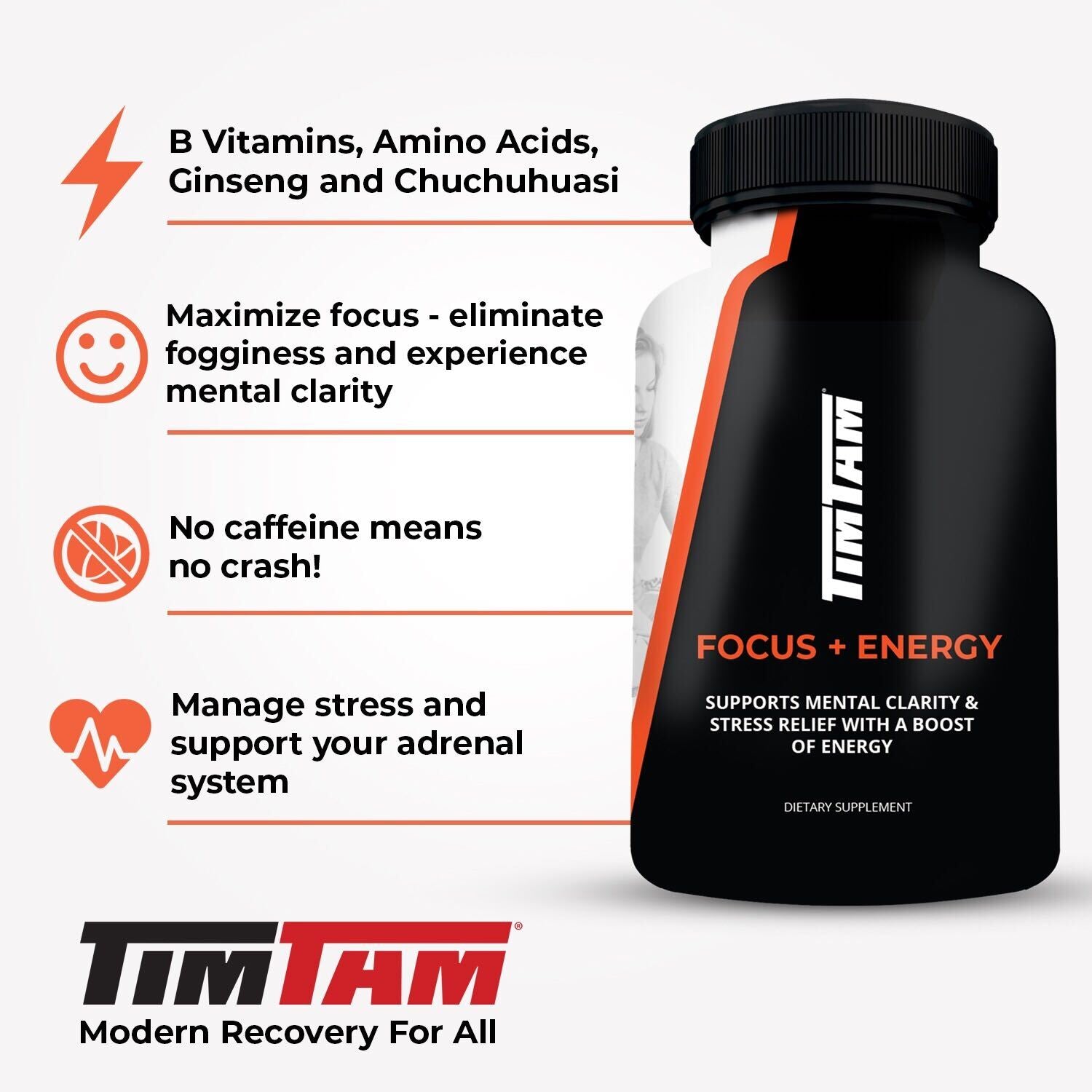 TimTam Focus + Energy Caffeine Free Brain Support Blend